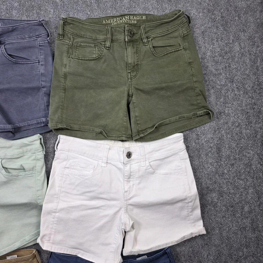 American Eagle Super Stretch Shorts Womens 4 Multicolor Bundle 6pk Mid Rise Mini